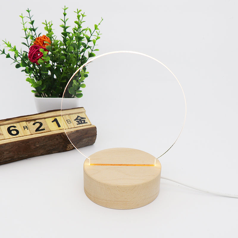 LED Night Light - Round with wooden round base