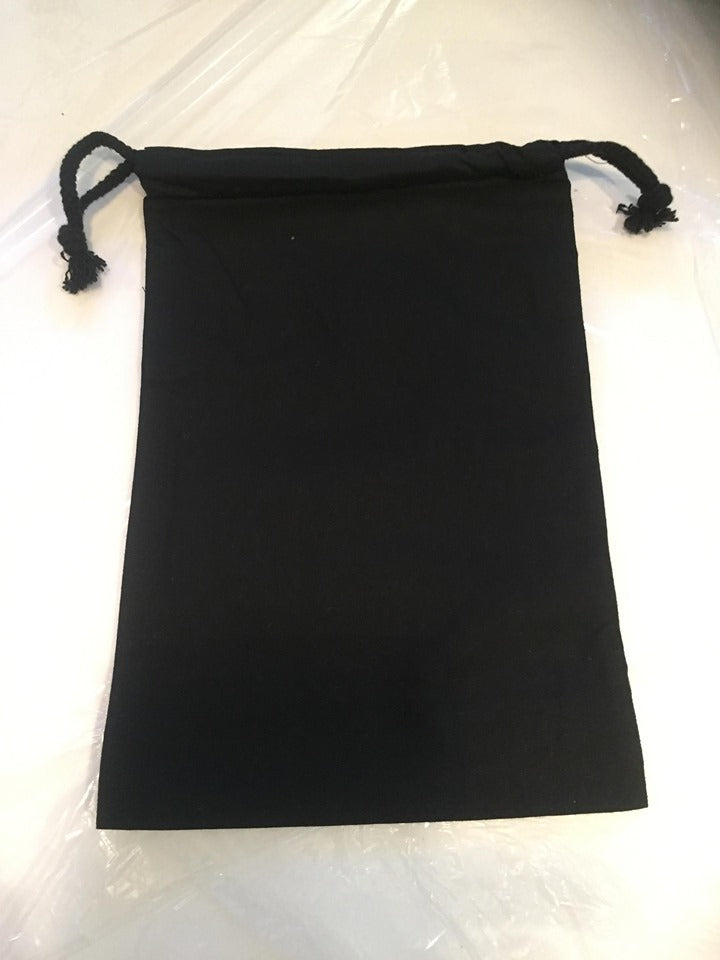 Medium Black Calico Bag with Drawstring