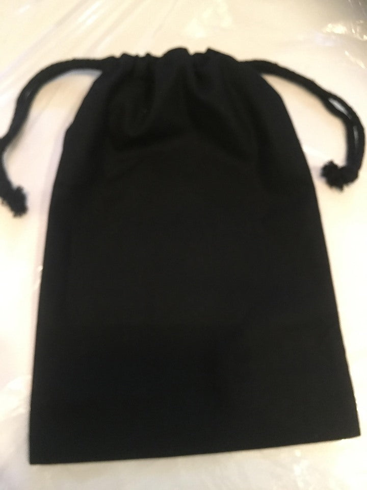 Medium Black Calico Bag with Drawstring