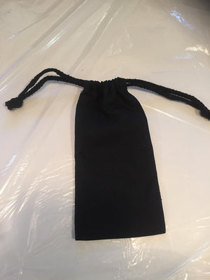 Small Black Calico Drawstring Bag